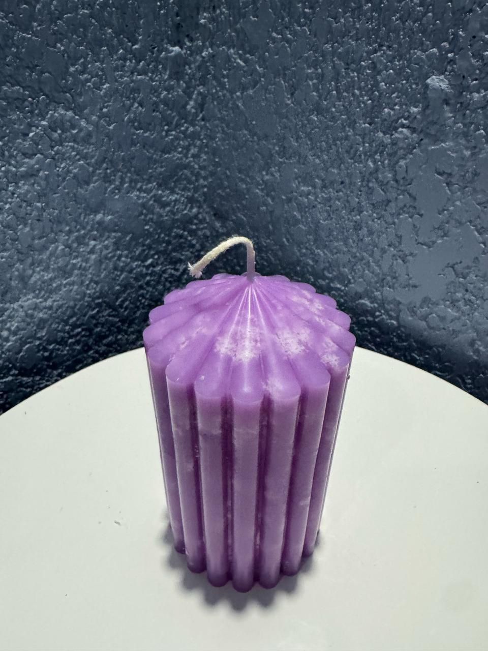 Ribbed Pillar Candle - 12 cm